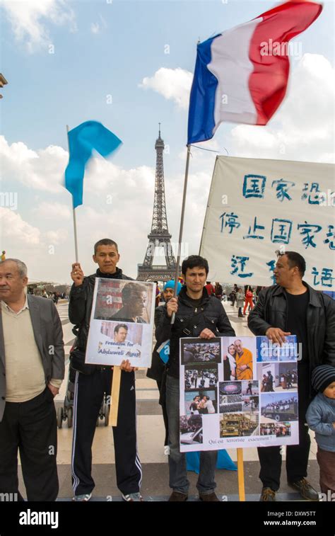 The Tibetan, Taiwanese, and Uighur Ethnic Communities of France, Demonstration, called for ...