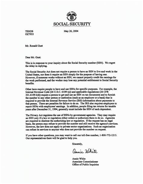 Social Security Number Verification Letter Example In 2021 Letter