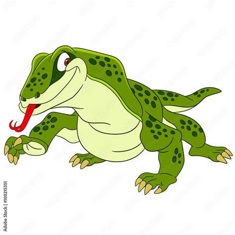 cute and happy cartoon varan (komodo dragon) Stock Vector | Adobe Stock