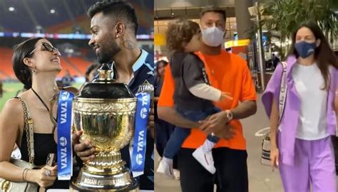 Hardik Pandya Arrive In Style With Wife Natasa And Their Son After Gujarat Titans Win Ipl 2022