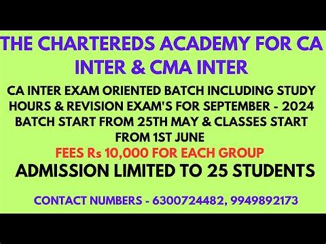 CA INTER EXAM ORIENTED BATCH INCLUDING REVISIONS STUDY HOURS FOR