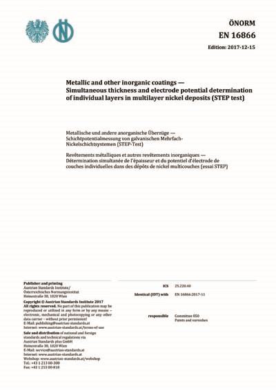 Onorm En Metallic And Other Inorganic Coatings