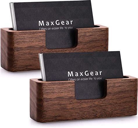 MaxGear Business Card Holder Wood Business Cards Holder for Desk ...