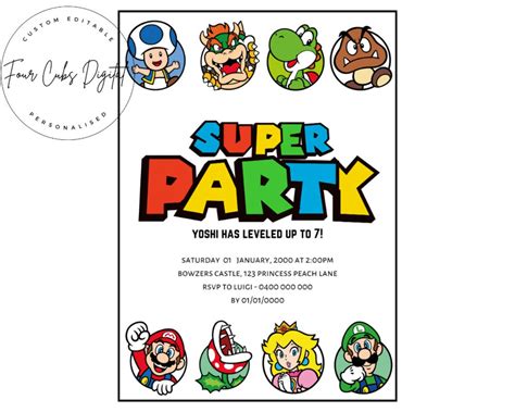 Mario Bros Invitation Super Mario Birthday Invitation Super Mario