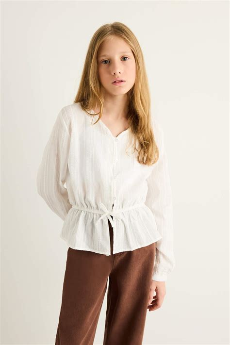 Ecru Girls And Teens Girl Long Sleeve Blouse 3335588 Defacto