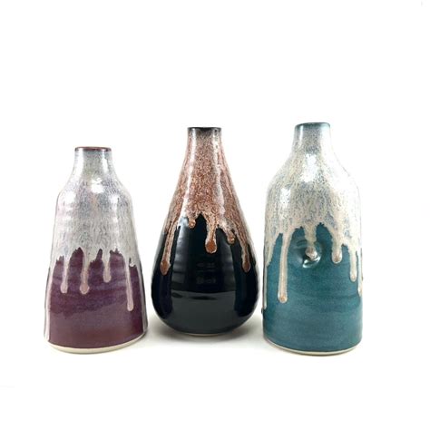 pottery bottle set drippy decorative ceramic bottles handmade bottle
