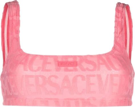 Versace X Dua Lipa Allover Towel Bikini Top ShopStyle Two Piece Swimsuits