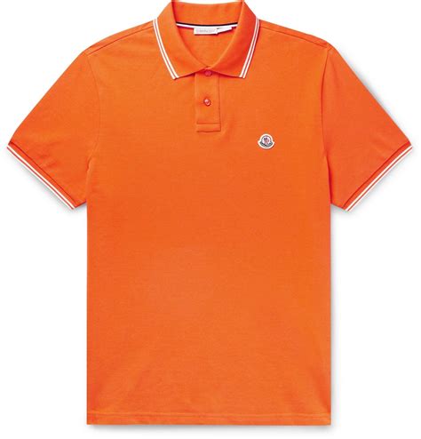 Moncler Contrast Tipped Cotton Piqu Polo Shirt Orange Moncler