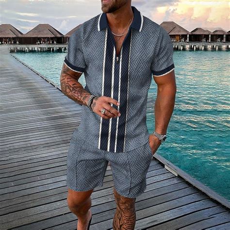 Harpily Men Suits D Short Sleeve Suit Shorts Beach Tropical Hawaiianss