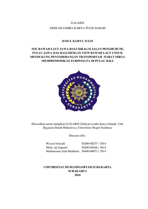 Pdf Contoh Proposal Lomba Karya Tulis Ilmiah Nasional Juara 1 Di