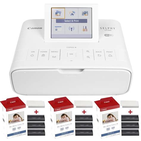 Canon Selphy Cp1300 Compact Photo Printer White Three Canon Kp 108in Selphy Color Ink 4x6