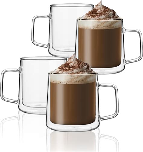 Amazon.com: CNGLASS 12oz Glass Coffee Mugs,Double Wall Insulated Glass