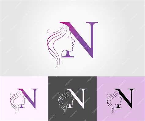 Premium Vector N Letter Beauty Face Hair Salon Logo Design Vector