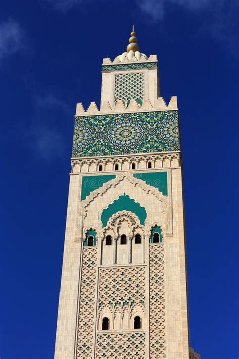 Morocco, Casablanca. Minaret of the Hassan II Mosque Against a Blue Sky ...