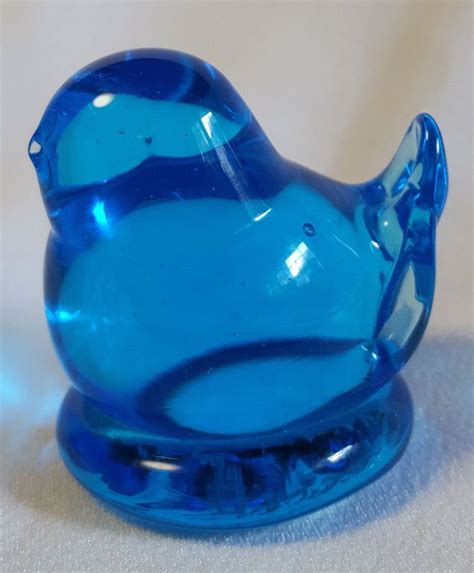 Glass Blue Bird Of Happiness Figurine Vintage 1986 Signed Leo Ward 1 75