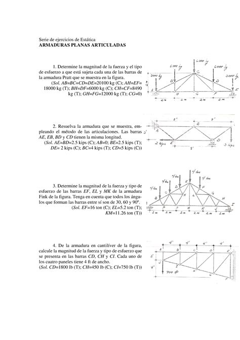 Est Armaduras Ejercicios Analisis Estructuras Serie De Ejercicios