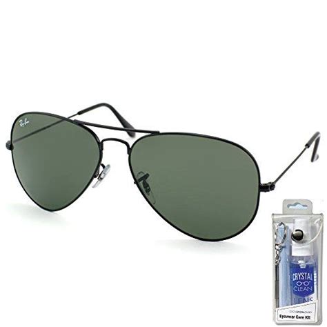 Ray Ban RB3025 L2823 58mm Black W Green Lens Aviator Sunglasses Bundle