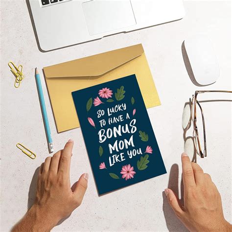 Bonus Mom Mothers Day Card Floral Mothers Day Card For Stepmom Bonus