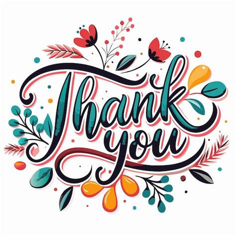 Thank You Lettering With Floral Elements Premium Ai Generated Vector