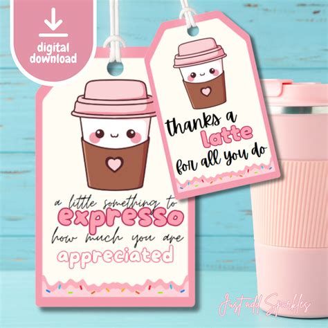 Teacher Appreciation Coffee Thank You Gift Tag Printable | Thanks a