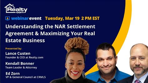 Webinar Understanding The NAR Settlement Agreement Maximizing Your