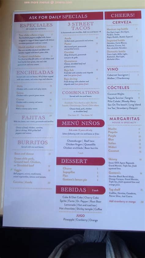 Online Menu of Gustavo’s Monticello Restaurant, Monticello, Utah, 84535 ...