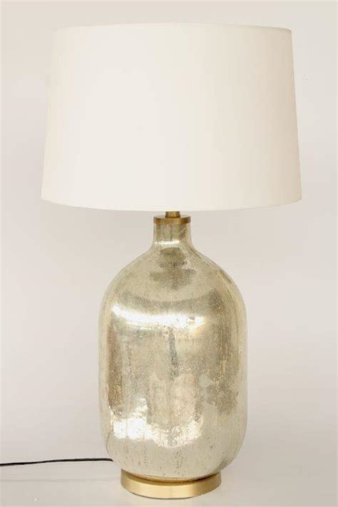 Matt Silver Glass Table Lamp With White Shade 79x41cm Lemon Tree Interiors