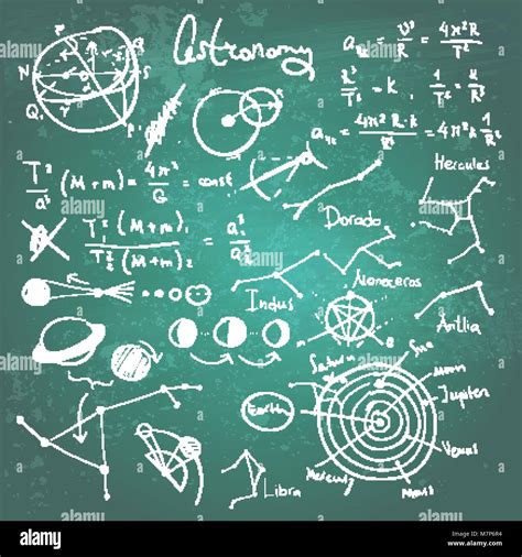 Astronomische Zeichnungen Auf Einer Schiefertafel Stock Vektorgrafik