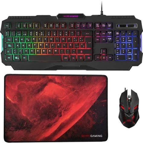 Mars Gaming Mcp Pack Gaming Rgb Clavier Souris Et Tapis De Souris