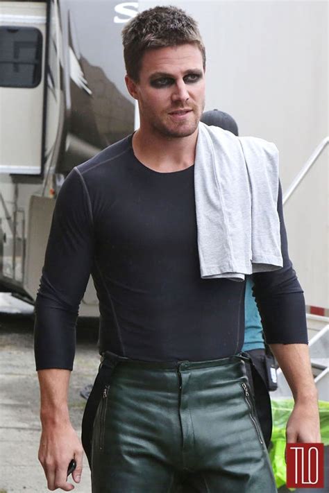 Stephen Amell On The Set Of Arrow Tom Lorenzo