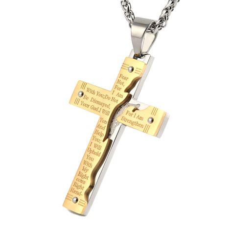 Hzman Men S Stainless Steel Jesus Christ Crucifix Cross Lord S Prayer