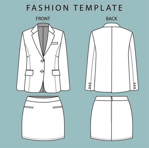 Premium Vector Blazer And Skirt Front And Back View Office Wear