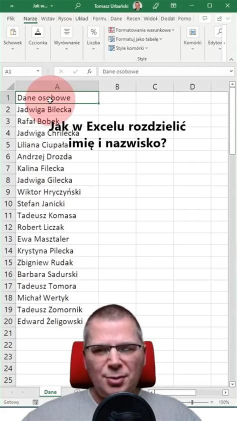 Jak w Excelu rozdzielić imię i nazwisko microsoftexcel