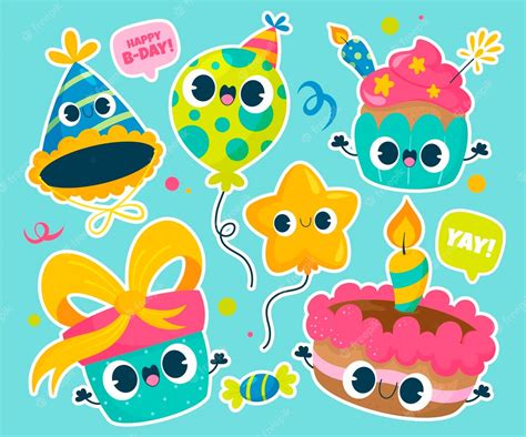vector cute party elements illustration set