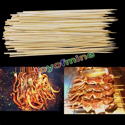 30 20cm Wooden Bamboo BBQ Sticks Tool Bamboo Wooden BBQ Party Skewers