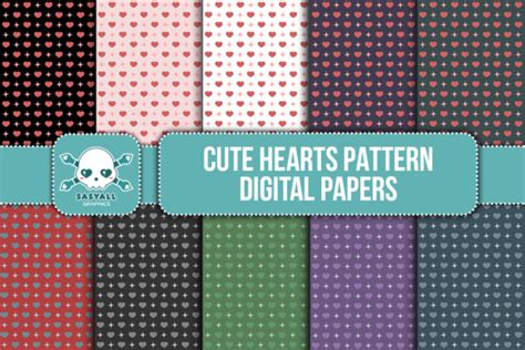 Cute Hearts Pattern Digital Papers Graphic By Sasyall Graphics