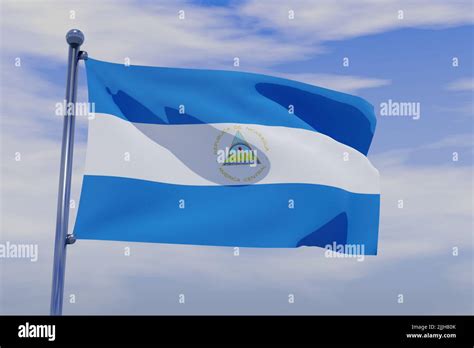 Una Ilustraci N De D De La Bandera Ondeante De Nicaragua Con Un Poste