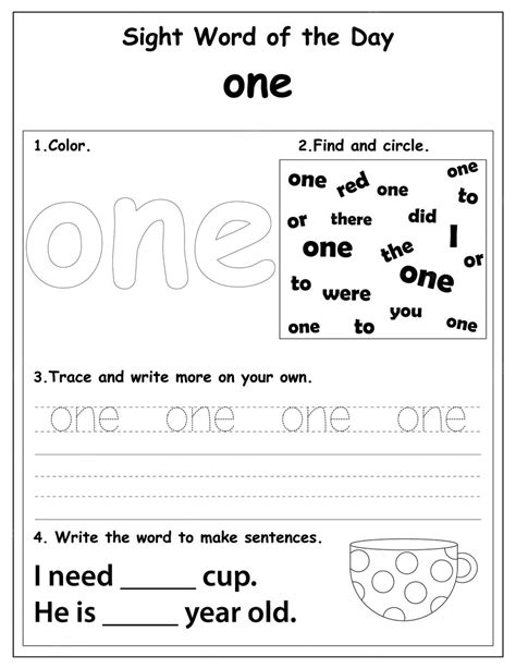 Premium Vector Sight Words Educational Worksheet For Preschool And