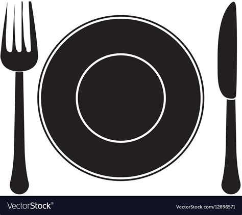 Contour Fork Knife And Plate Icon Image Royalty Free Vector