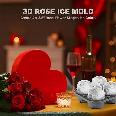 Moule Carré de Glace en Forme de Rose 3D Plateaux CarréS Glace pour