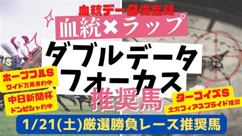 【競馬予想】1月21日（土）血統×ラップで徹底予想！厳選勝負レース！ダブルデータフォーカス推奨馬大発表！ 競馬動画まとめ