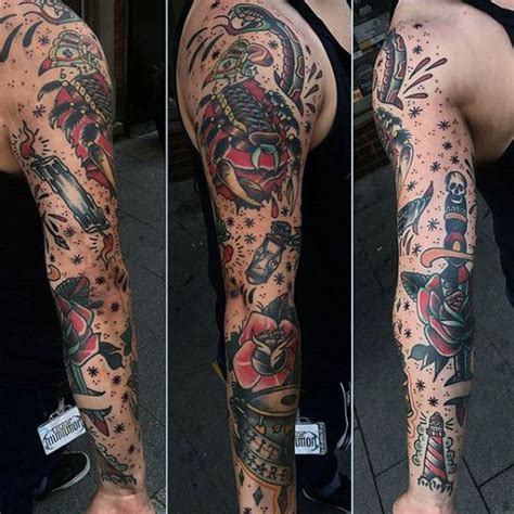 Top 59 Traditional Tattoo Sleeve Ideas [2021 Inspiration Guide] Traditional Tattoo Sleeve