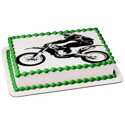 Motocross Bike BMX Black And White Edible Cake Topper Image ABPID05443