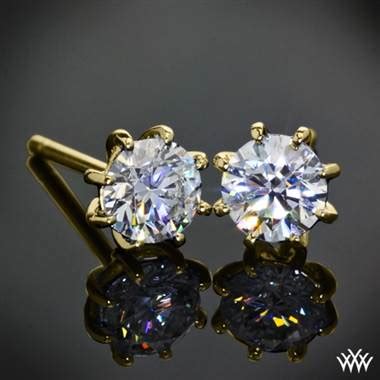 K Yellow Gold Prong Martini Diamond Earrings Settings Only