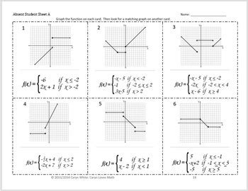 Graphing Piecewise Defined Functions Walk Around Activity Matching