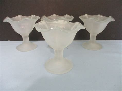 Bormioli Rocco Vintage Ice Cream Sundae Glasses Frosted White Etsy