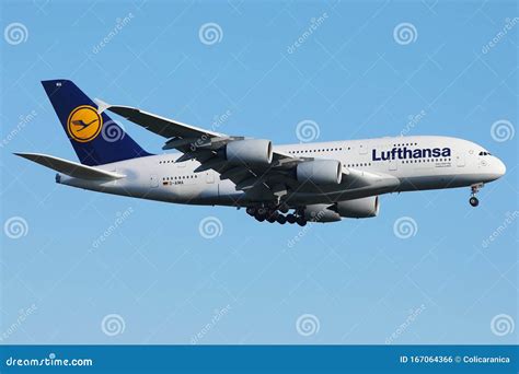 Lufthansa Airbus A380 Plane Taking Off, Close-up Editorial Photo ...