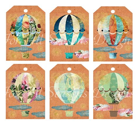 Printable Gift Tags Vintage Hot Air Balloons X Tags High