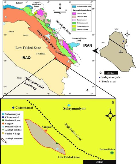 Location Map Of The Studied Section A Tectonic Map Of Iraq After