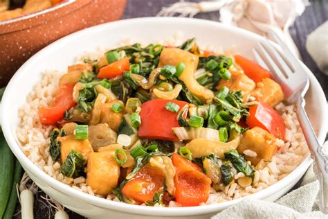 Sticky Tofu With Bok Choy And Red Pepper Food Revolution Network